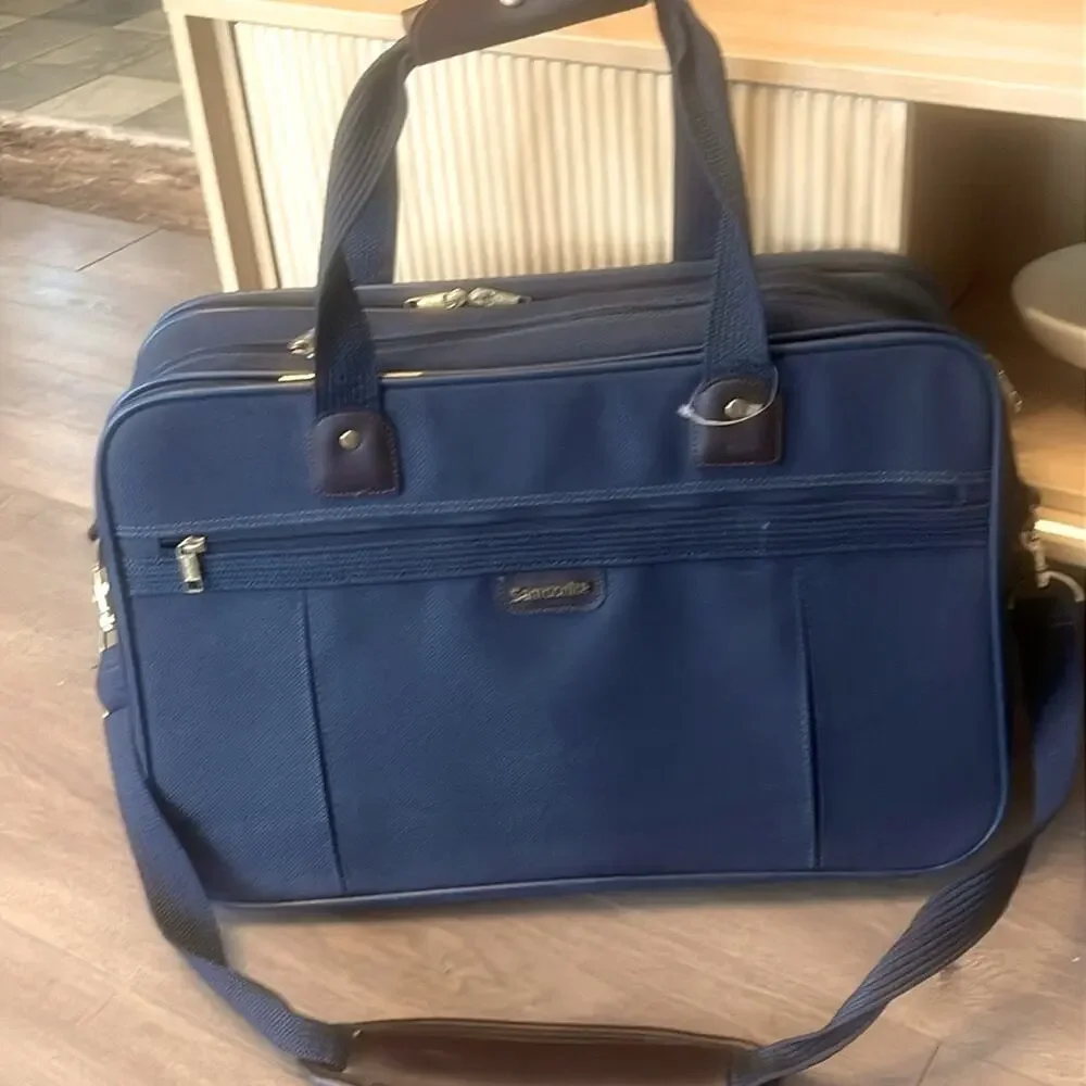 Samsonite Navy men travel weekender messenger Laptop Bag